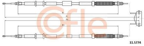 Трос ручного гальма зад. CORSA D 5door 07- (1490/1256+1478/1242) COFLE 11.5774 (фото 1)