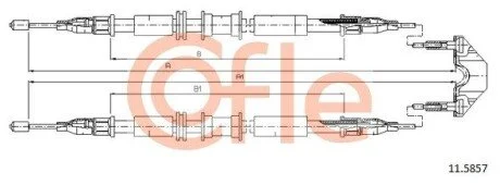 Трос ручнiка Opel Astra/Zafira (барабани) зад. 98- COFLE 11.5857