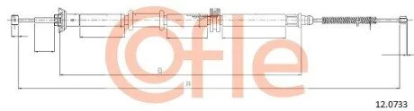 Трос ручного тормоза зад. NEMO/BIPPER 07- 1.4HDi Л. (1677/1402) COFLE 12.0733