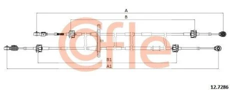 Трос КПП Fiat Doblo 1.4/1.6D/2.0D 10- (1454/1326mm) COFLE 12.7286 (фото 1)