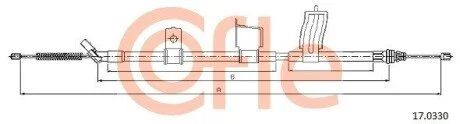 Трос ручного тормоза зад. X-TRAIL 08- Пр.(1697/1510) COFLE 17.0330 (фото 1)