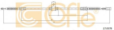 Трос стояночного гальма задній правий COFLE 170378
