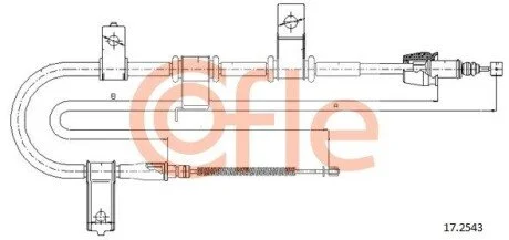 Трос ручного гальма зад. Gets 5doors 03- Пр. (барабан/крім CRDi) (1620/1373) COFLE 17.2543