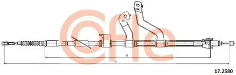 Трос ручного тормоза зад. Hyundai i30 1.4-1.6 12- Пр. (диск) (1885/1670) COFLE 17.2580
