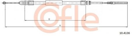 Трос ручника (R) BMW 3 (E46) 98- (1708/1140 мм) COFLE 92104136