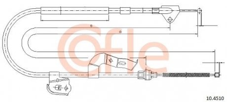 Трос ручника (задній) (R) Citroen C1/Peugeot 107/Toyota Augo 05- (1480/1235mm) COFLE 92104510