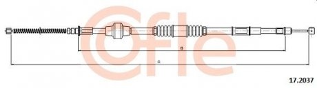 Трос ручника (задній) (L) Mitsubishi Lancer 1.3-2.0i 95- (1535mm) COFLE 92172037 (фото 1)