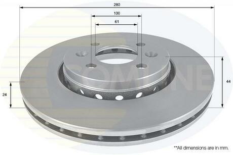 - Диск гальмівний вентильований з покриттям COMLINE ADC2720V
