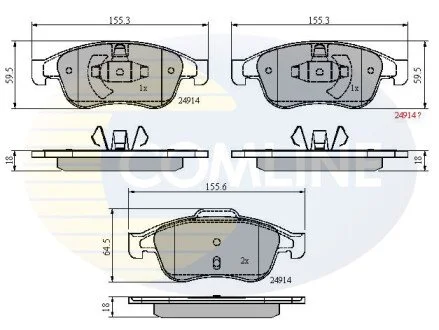 Гальмівні колодки, дискове гальмо (набір) COMLINE CBP01677