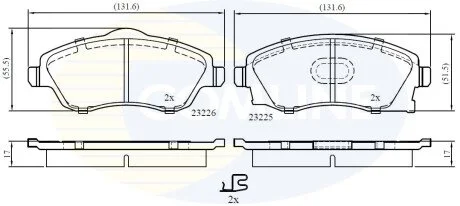 Гальмівні колодки, дискове гальмо (набір) COMLINE CBP31112