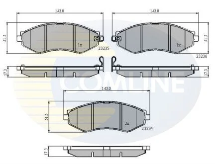 Гальмівні колодки, дискове гальмо (набір) COMLINE CBP31188