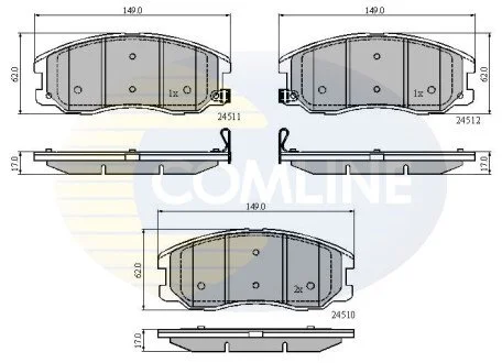 Гальмівні колодки, дискове гальмо (набір) COMLINE CBP31582