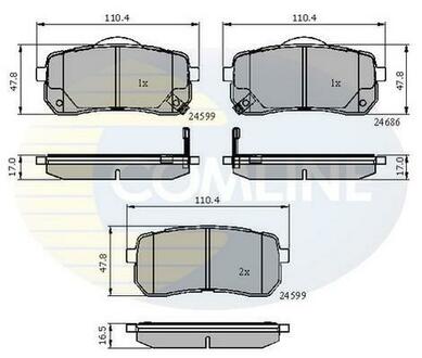 Гальмівні колодки, дискове гальмо (набір) COMLINE CBP31675 (фото 1)