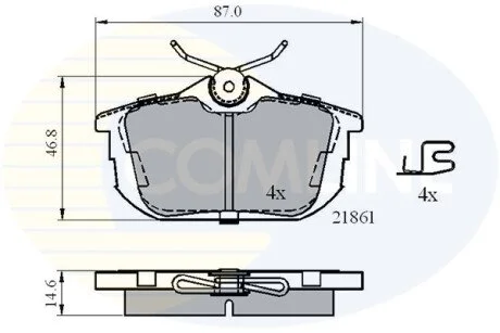 Гальмівні колодки, дискове гальмо (набір) COMLINE CBP3945