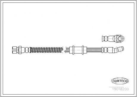 Шланг тормозной ВАЗ 2121 передний (L=471 мм) CORTECO 19018200 (фото 1)