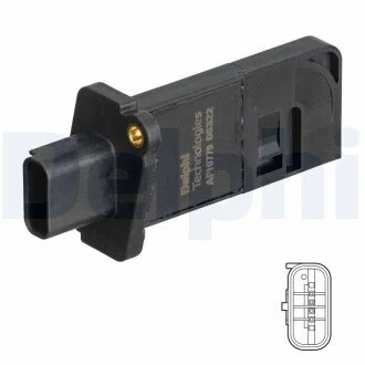 Витратомір повітря (4 pin, картрідж) FORD FOCUS IV, KUGA III, PUMA, TOURNEO CONNECT V408 NADWOZIE WIELKO, TRANSIT CONNECT, TRANSIT CONNECT V408/MINIVAN 1.5D 05.15- Delphi AF1077912B1