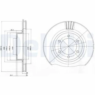 TOYOTA Тормозной диск передн. Land Cruiser Prado 02- Delphi BG4052