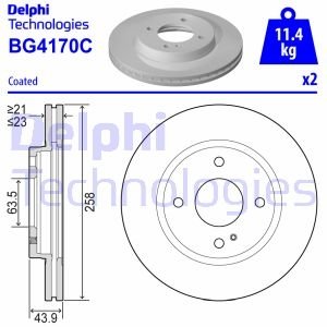 Гальмiвнi диски фарбованi Delphi BG4170C (фото 1)