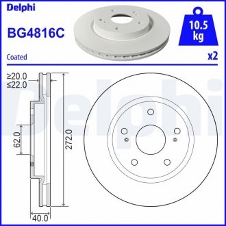 Гальмівний диск Delphi BG4816C (фото 1)