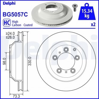 Гальмівний диск задній Delphi BG5057C (фото 1)