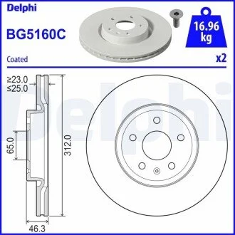 Гальмівний диск Delphi BG5160C