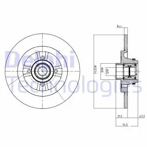Гальмівний диск з підшипником Delphi BG9025RS