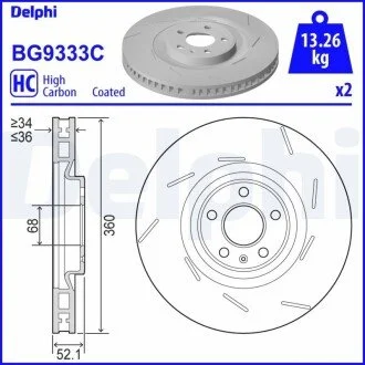 Гальмiвнi диски Delphi BG9333C (фото 1)