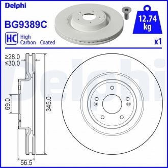 Гальмівний диск Delphi BG9389C (фото 1)