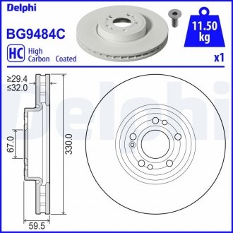 Тормозной диск Delphi BG9484C (фото 1)