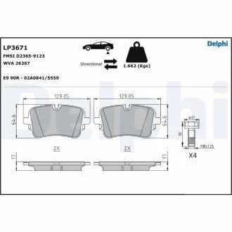 KLOCKI HAMULCOWE TYL TARCZA 350 Delphi LP3671 (фото 1)