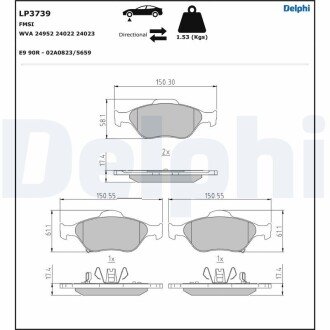 Brake Pad Set, disc brake Delphi LP3739