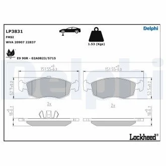 KLOCKI HAM PRZOD Delphi LP3831 (фото 1)