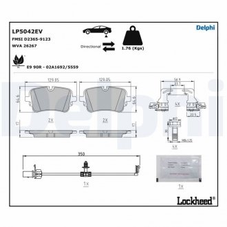 Колодки гальмівні (задні) Audi A6/A7/Q8 18-/A8/Q7 15-/VW Touareg 18- Delphi LP5042EV (фото 1)