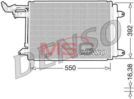 Конденсатор кондиціонера (з осушувачем) AUDI A3, TT NISSAN INTERSTAR SEAT ALTEA, ALTEA XL, IBIZA IV, IBIZA IV SC, LEON, TOLEDO III SKODA OCTAVIA I, OCTAVIA II, SUPERB II 1.0-Electric 09.96-09.20 DENSO DCN32002 (фото 1)