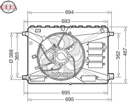 Elektrowentylator FORD S-MAX / MONDEO IV / KUGA I DENSO DER10010