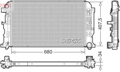 Радіатор охолодження MB Sprinter/VW Crafter 06- (-AC) (388x680x26 мм) DENSO DRM32053