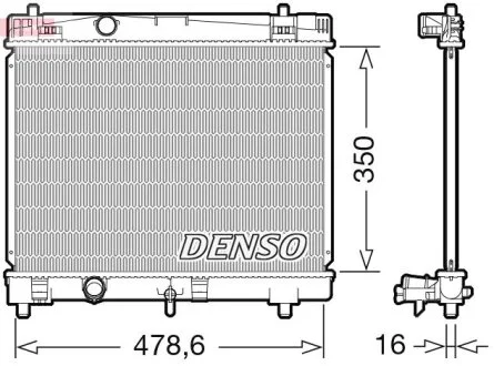 Радіатор двигуна (мкпп) DAIHATSU CHARADE VIII, TOYOTA YARIS, YARIS / VIOS 1.0-1.33 04.02- DENSO DRM50103 (фото 1)