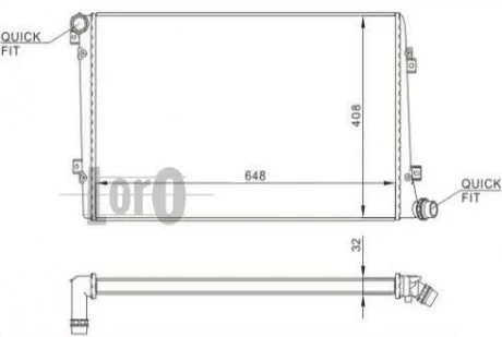 Радиатор охлаждения двигателя Caddy III 1.9TDI (648x399x32) DEPO 003-017-0032