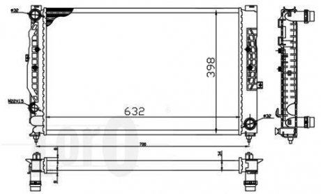 Радіатор охолодження A4/A6/Passat 97-05 2.4i/2.8i/2.5TDI (632x398x32) DEPO 053-017-0055 (фото 1)