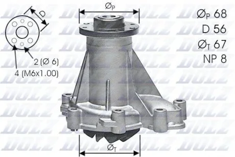 Водяной насос OM601/602 MB207-410/Sprinter 95-00/Vito 96-99 DOLZ M176