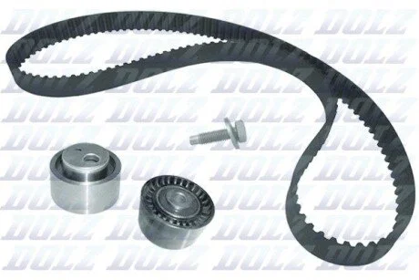 Комплект ГРМ (ремінь + ролик) CITROEN BERLINGO, BERLINGO/MINIVAN, C15/MINIVAN, JUMPY I, XSARA, FIAT SCUDO, PEUGEOT 206, 306, EXPERT, PARTNER, PARTNER/MINIVAN, TOYOTA COROLLA 1.9D 06.96-12.15 DOLZ SKD007