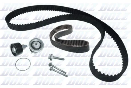 Комплект ГРМ (ремінь + ролик) AUDI A3, SEAT IBIZA IV, IBIZA IV SC, IBIZA IV ST, MII, SKODA CITIGO, FABIA III, VW LOAD UP, POLO, POLO V, UP! 1.0/1.0CNG/1.4 08.11- DOLZ SKD149 (фото 1)