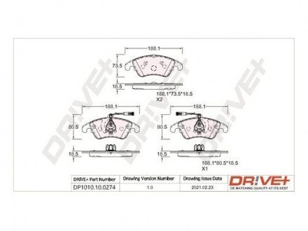 Гальмівні колодки (набір) Drive+ DP1010100274