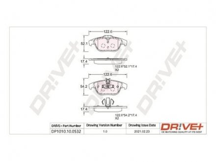 Гальмівні колодки (набір) Drive+ DP1010100532 (фото 1)