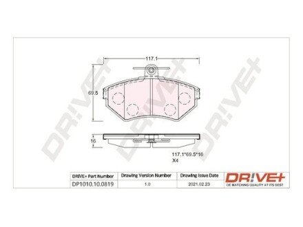 Drive+ - Гальмівні колодки до дисків Drive+ DP1010.10.0819 (фото 1)