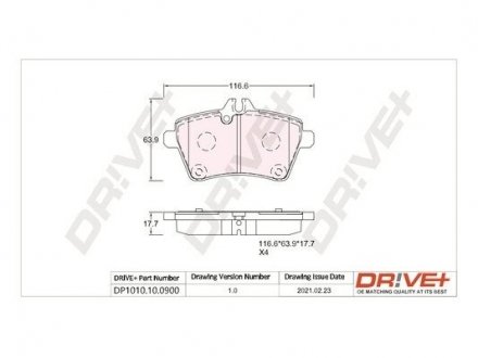 Гальмівні колодки (набір) Drive+ DP1010100900