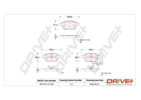 Колодки тормозные (передние) Audi A1/Seat Ibiza/VW Polo 10- (Teves) Q+ Drive+ DP1010101221 (фото 1)