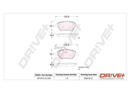 Колодки гальмівні (передні) Fiat Doblo/Citroen Nemo/Peugeot Bipper 08- (Bosch) + датчик Drive+ DP1010101230