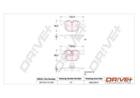 Колодки гальмівні (задні) BMW 3/5/X3/X5 94-12 Drive+ DP1010101242