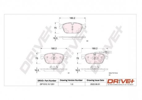 Колодки гальмівні (передні) Citroen C4/C5/C6/Peugeot 308/407/508 05- Drive+ DP1010101251